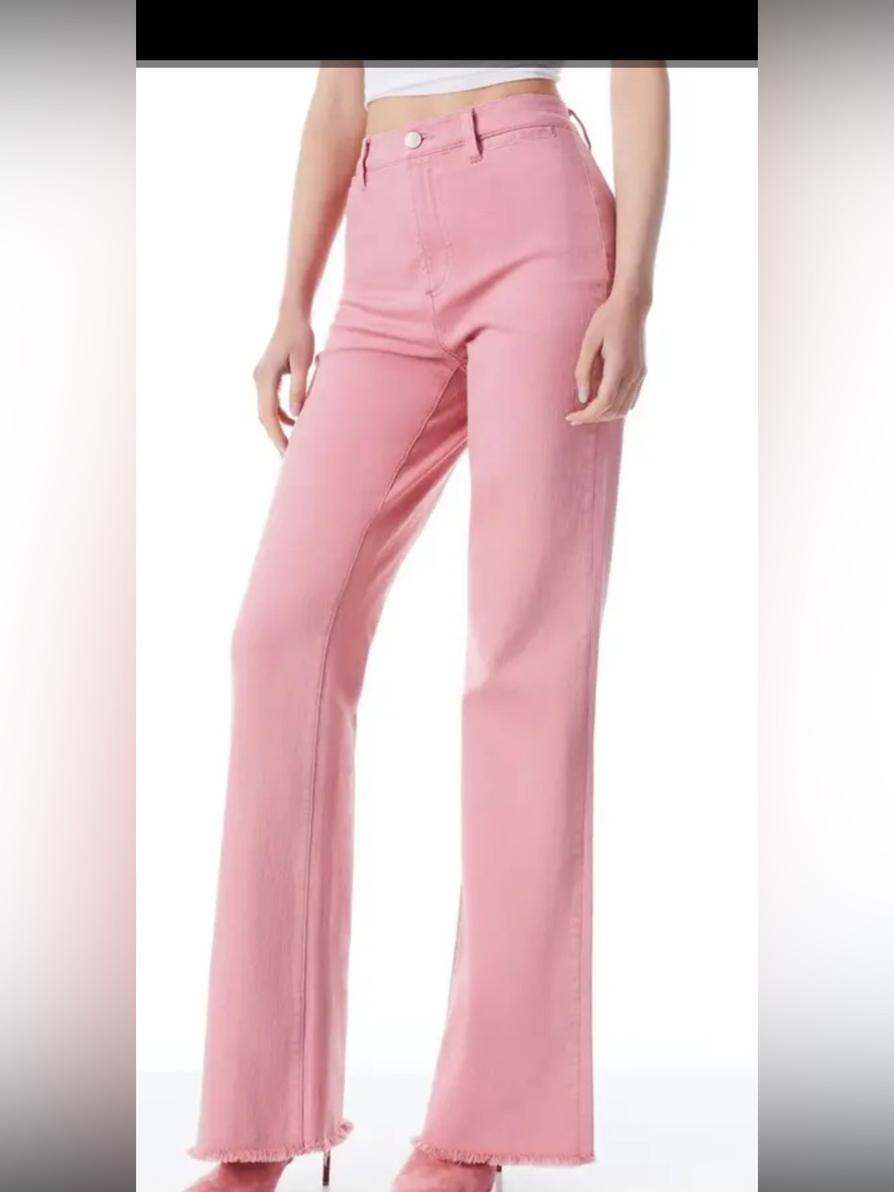 Alice + Olivia Gorgeous coin pocket Wide-Leg High-Rise Jeans in Rose